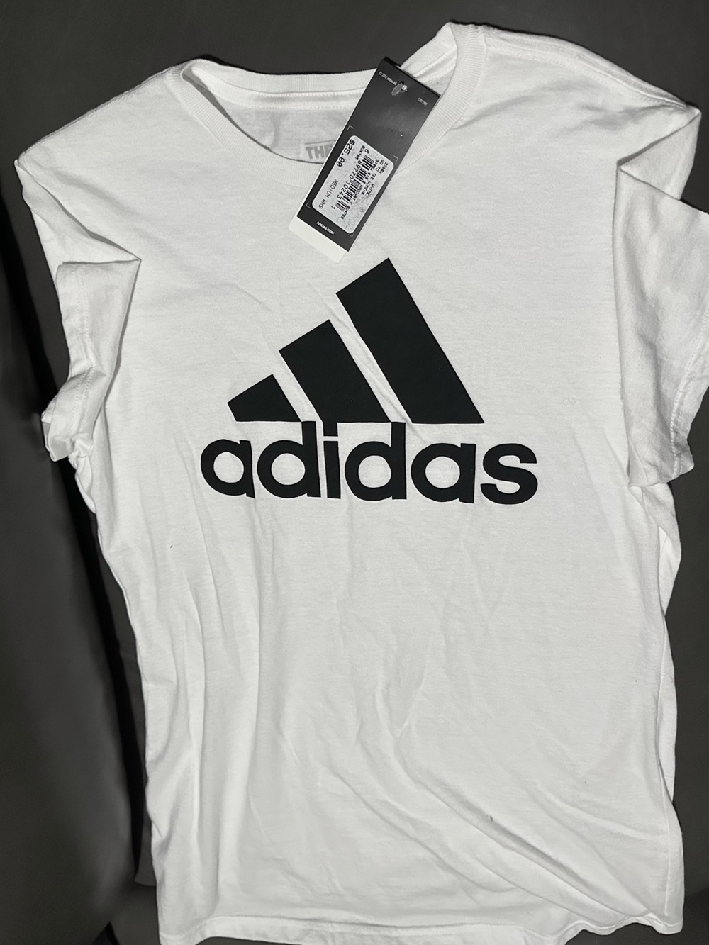 Adidas White Tee with Black Logo